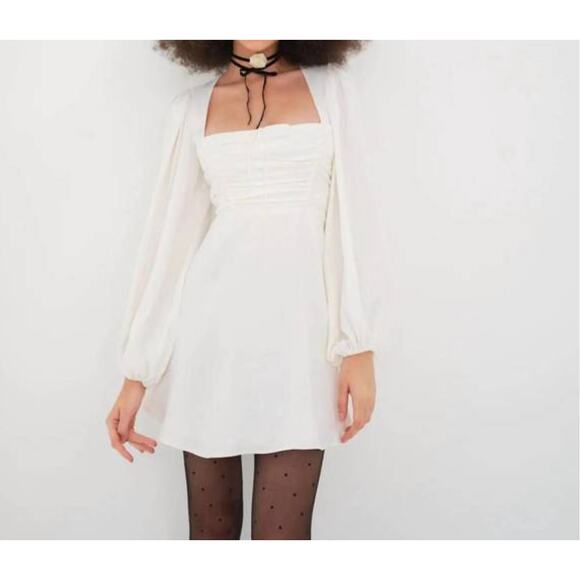 (S) NWT $255 NEW FOR LOVE & LEMONS beatrice mini dress in white - Picture 4 of 7